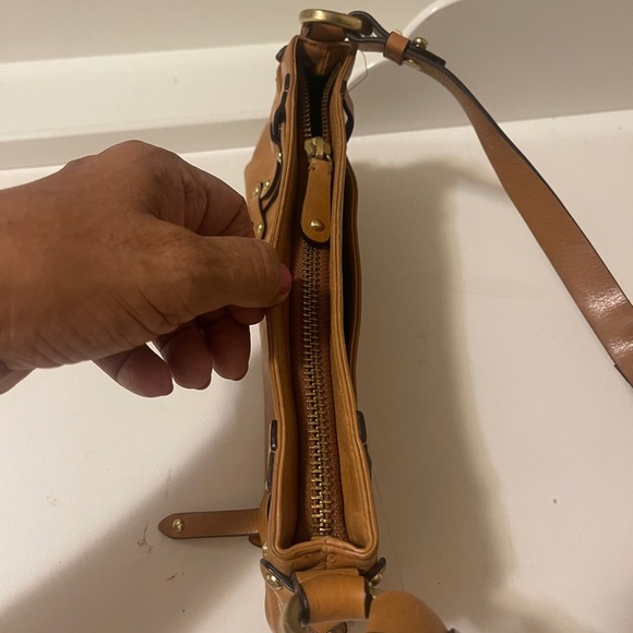 Dkny Leather Light Brown Handbag Zip Up with gold locks for kays - Picture 10 of 16